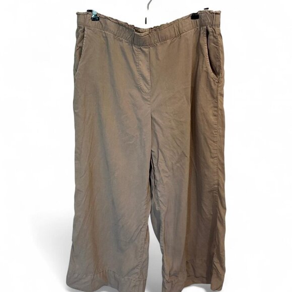 Pure jill Tan Linen Blend Wide Leg Capri Pants Medium - Picture 1 of 4
